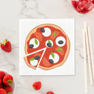 Mozzarella Pizza with Tomato and Basil Napkin