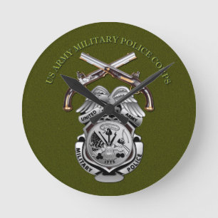 MP Badge and Crossed Pistols Round Clock