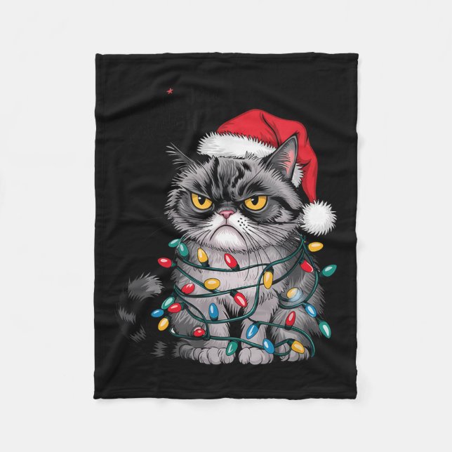 Mpy Christmas Cat Jolly Enough Funny Holiday  Fleece Blanket (Front)