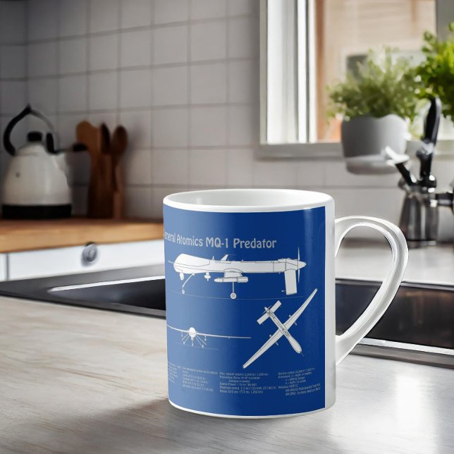 MQ-1 Predator  UAV- Aeroplane Blueprint ABD Coffee Mug (Creator Uploaded)