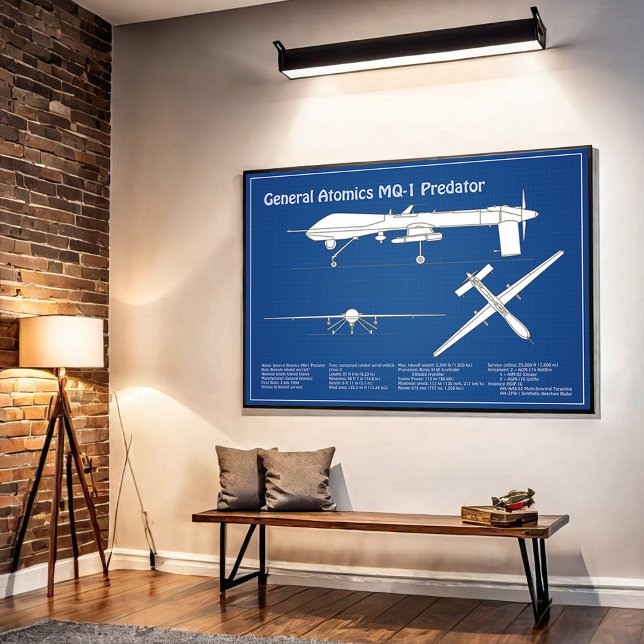 MQ-1 Predator  UAV- Aeroplane Blueprint ABD Poster (Creator Uploaded)