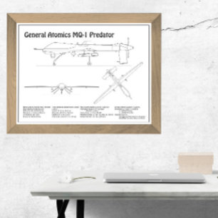 MQ-1 Predator  UAV- Aeroplane Blueprint BD  Photo Print