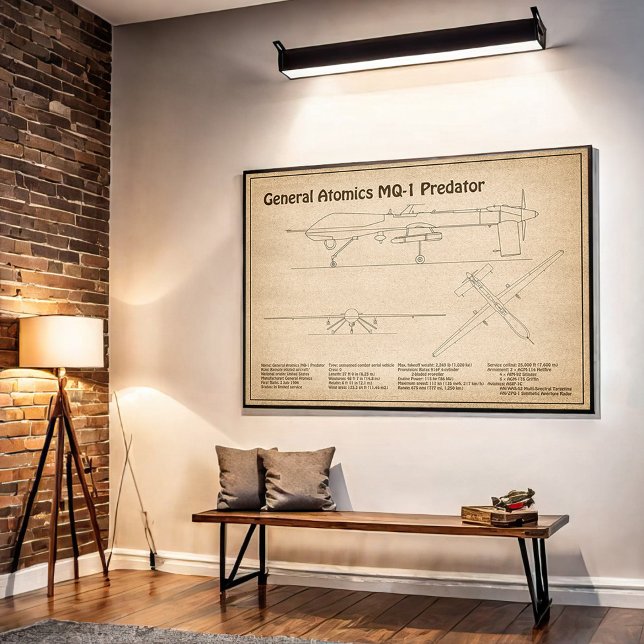 MQ-1 Predator  UAV- Aeroplane Blueprint SD  Poster (Creator Uploaded)