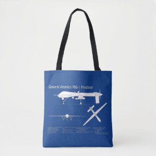 MQ-1 Predator UAV- Airplane Blueprint ABD Tote Bag