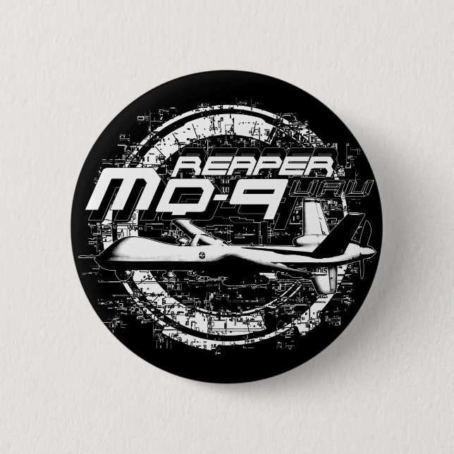 MQ-9 Reaper 6 Cm Round Badge (Front)