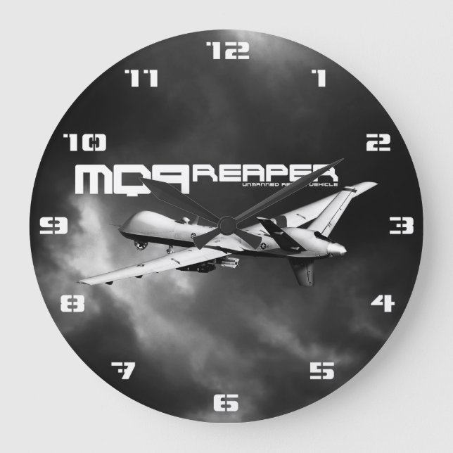 MQ-9 Reaper Round (Large) Wall Clock (Front)