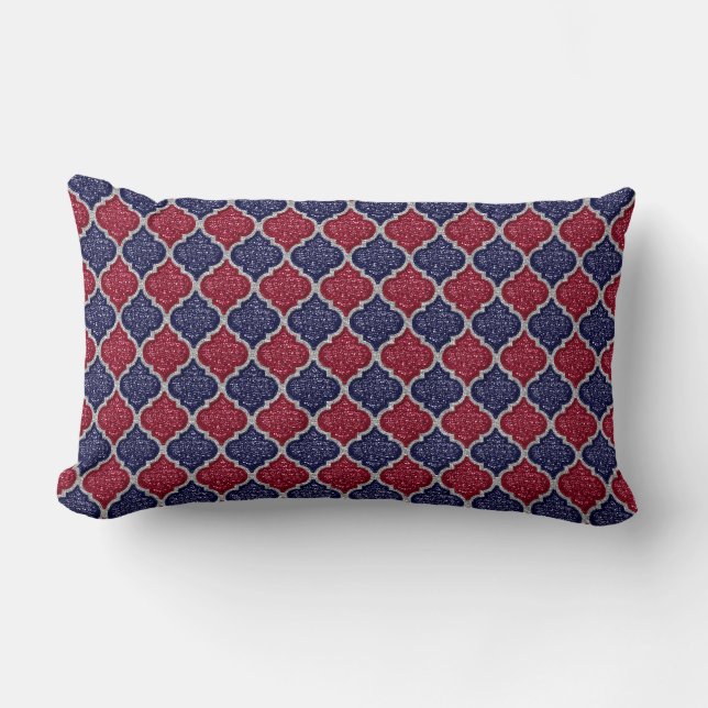 MQF Sequins-Blue-Raspberry-Silver-LUMBAR PILLOW (Front)
