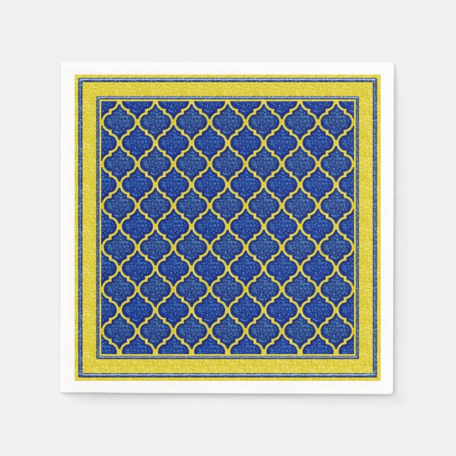 MQF Sequins-Blue-Yellow-PAPER NAPKINS (Front)