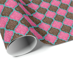 MQF Sequins-Pink-Chocolate-Aqua-GIFT WRAP Wrapping Paper