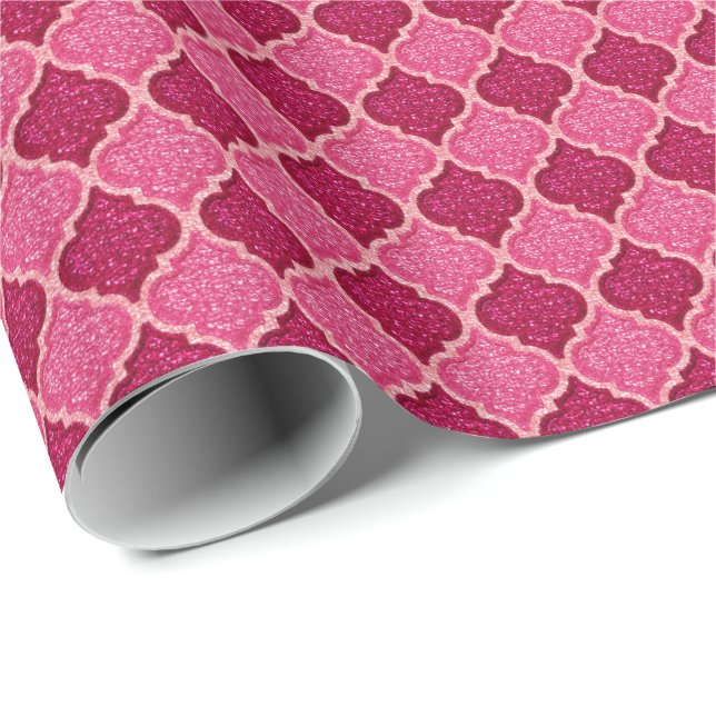 MQF Sequins-Pink-Magenta-GIFT WRAP Wrapping Paper (Roll Corner)
