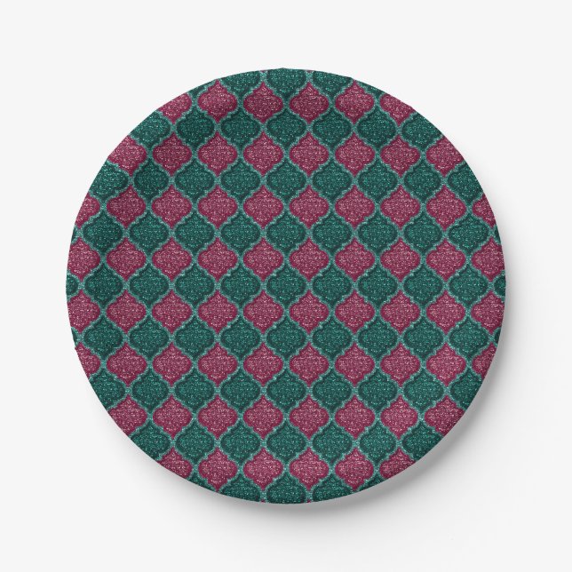 MQF Sequins-PLUM-JADE-PAPER PLATES (Front)