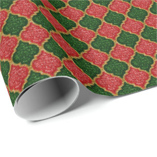 MQF Sequins-Red-Drk Green-Gold-GIFT WRAP Wrapping Paper