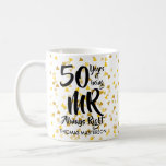 Mr Always Right Fun 50th Anniversary Gold Hearts Coffee Mug<br><div class="desc">The perfect 50th wedding anniversary gift for Mr Always Right. Personalise with the name and wedding year. A fun,  unique and customisable gift to celebrate anyone's wedding anniversary. Designed by Pure Piglet© at www.zazzle.com/purepiglet*.</div>