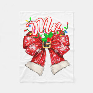 Mr & Mrs Couples Coquette Bow Family Christmas Fleece Blanket