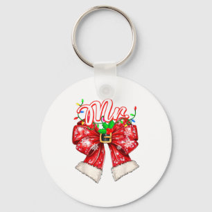 Mr & Mrs Couples Coquette Bow Family Christmas Key Ring