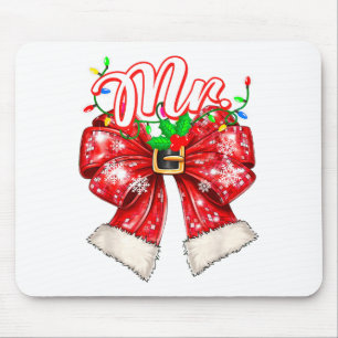 Mr & Mrs Couples Coquette Bow Family Christmas Mouse Pad