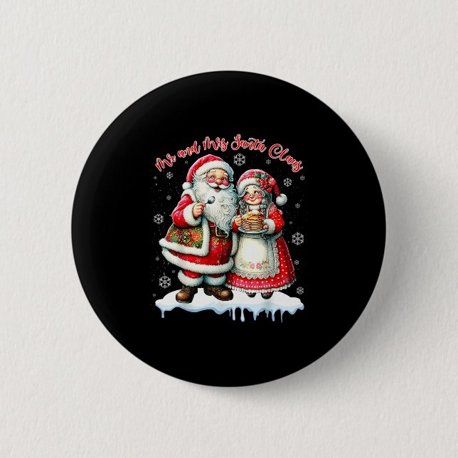Mr &amp; Mrs Santa Claus Christmas Matching Couple 6 Cm Round Badge (Front)