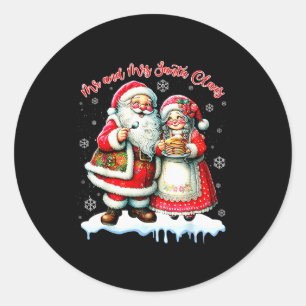 Mr &amp; Mrs Santa Claus Christmas Matching Couple Classic Round Sticker