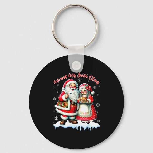 Mr &amp; Mrs Santa Claus Christmas Matching Couple Key Ring (Front)