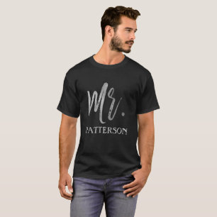 Mr. and Last Name with Silver Foil Typography T-Shirt