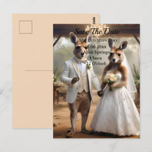 Mr And Miss Kangaroo White Wedding Invite, Postcard