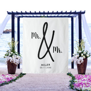 Mr and Mr Backdrop Gay Wedding LGBT Tapestry