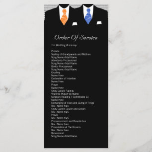 Mr and Mr Blue / Orange Gay Wedding Service Order Program
