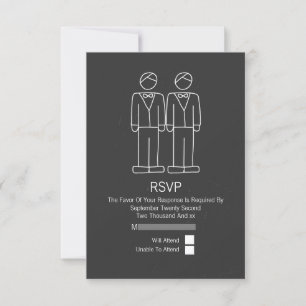 Mr and Mr Doodle Chalkboard Gay Wedding RSVP Card