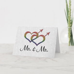 Mr. and Mr. Gay Pride Interlinking Gender Symbols Card