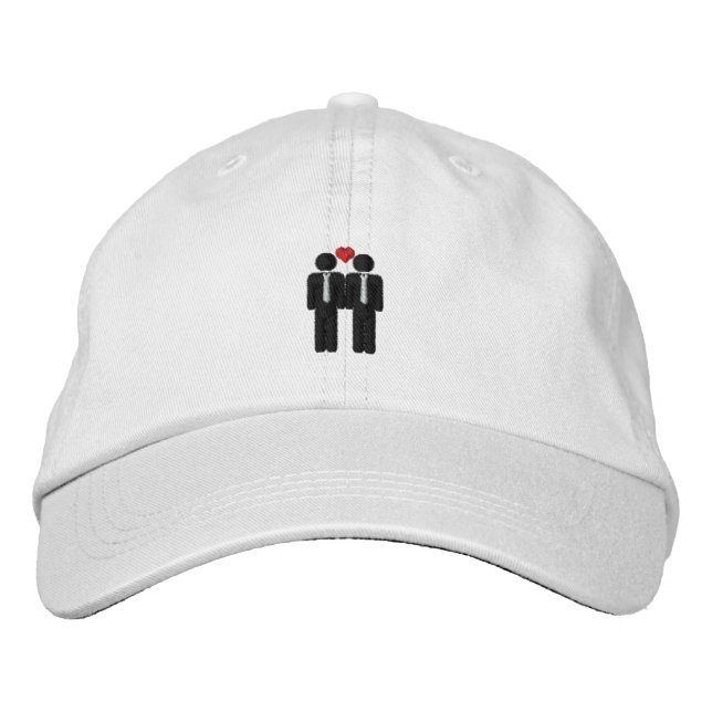Mr and Mr Gay Pride Love Heart Embroidered Hat (Front)