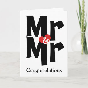 Mr and Mr Gay Wedding Black White Congratulations Card