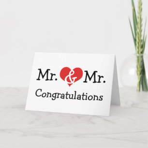 Mr and Mr Love Heart Wedding Congratulations Card