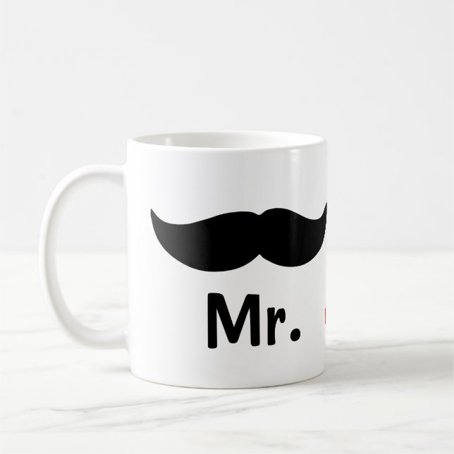 Mr And Mr Moustache Gay Wedding Coffee Mug (Left)