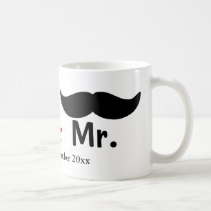 Mr And Mr Moustache Gay Wedding Customisable Coffee Mug