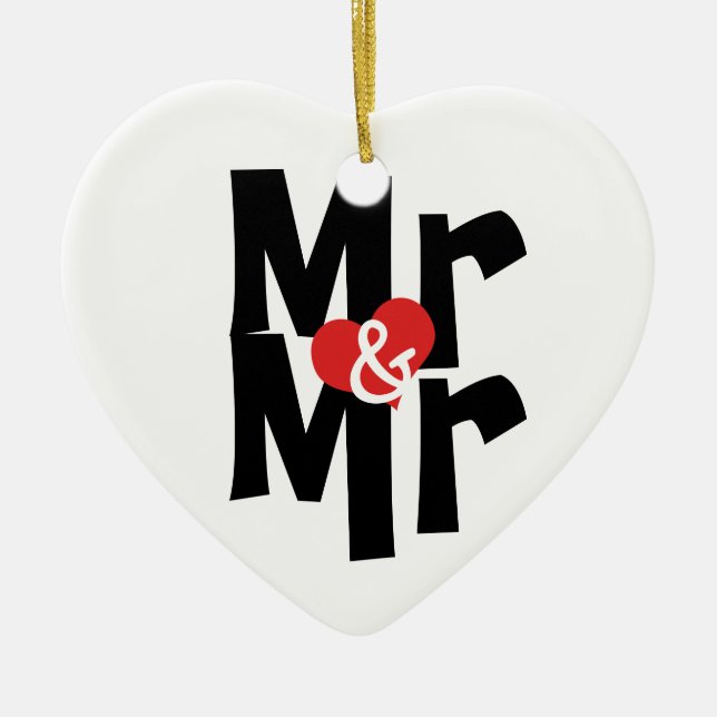 Mr and Mr Personalised Bold Font Gay Wedding Ceramic Ornament (Front)