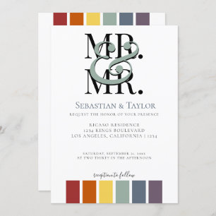 Mr and Mr Rainbow Gay Elegant Wedding Announcement
