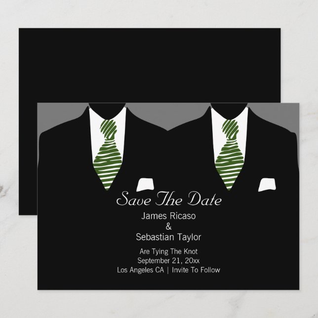 Mr and Mr Suit and Tie Gay Save The Date Wedding (Front/Back)