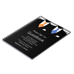 Mr and Mr Suit and Tie Guestbook (Orange / Blue) Notebook