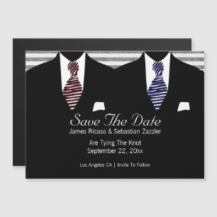 Mr and Mr Suit and Tie Save The Date Magnetic Invitation