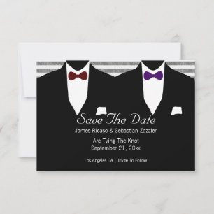 Mr and Mr Suit Bow Tie Gay Save The Date Wedding