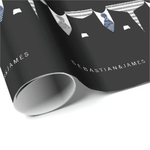 Mr And Mr Two Grooms In Ties Wedding Wrapping Paper