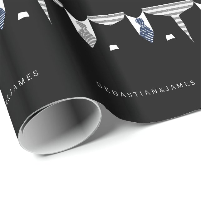 Mr And Mr Two Grooms In Ties Wedding Wrapping Paper (Roll Corner)
