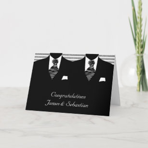 Mr and Mr Two Grooms Wedding Congratulations Card