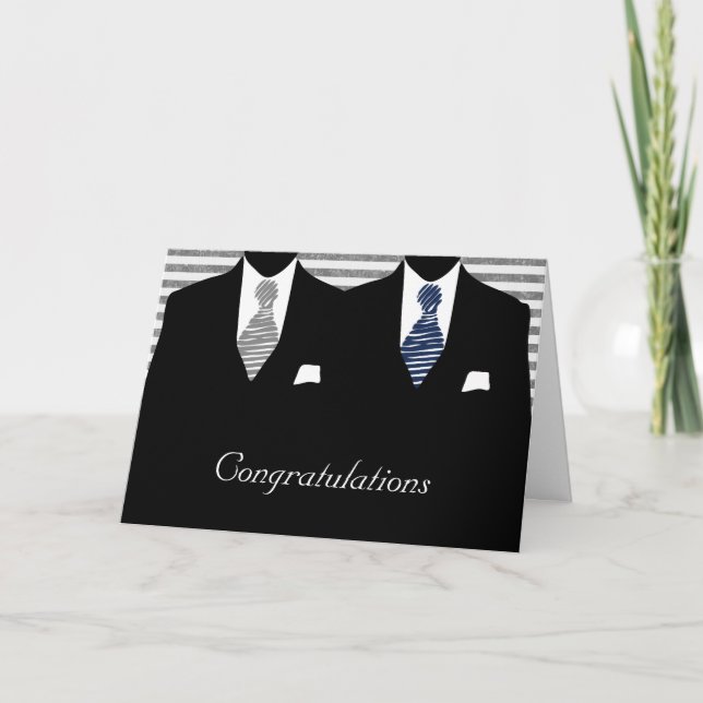 Mr and Mr Two Grooms Wedding Congratulations Card (Front)