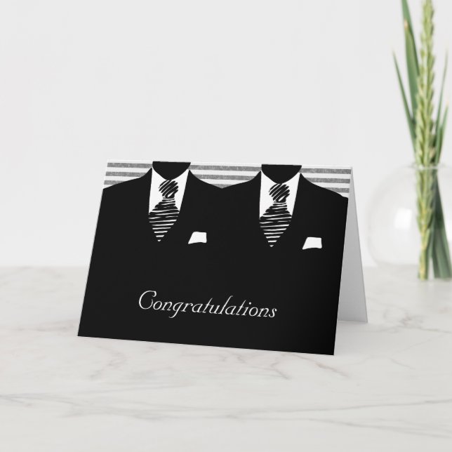 Mr and Mr Two Grooms Wedding Congratulations Card (Front)