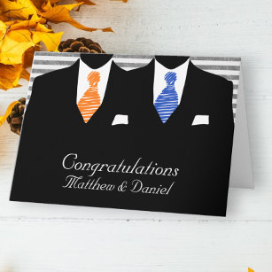 Mr and Mr Two Grooms Wedding Congratulations Card