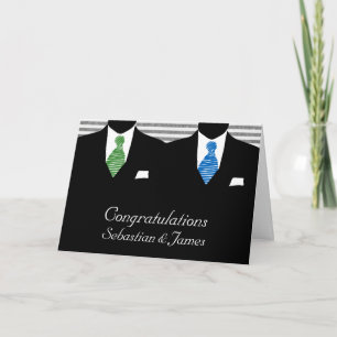 Mr and Mr, Two Grooms Wedding Congratulations Card