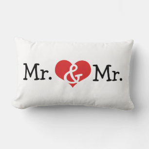 Mr and Mr Two Grooms Wedding Gift Lumbar Cushion