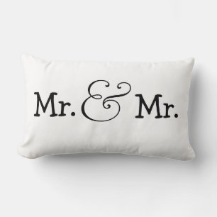 Mr and Mr Two Grooms Wedding Gift Lumbar Cushion
