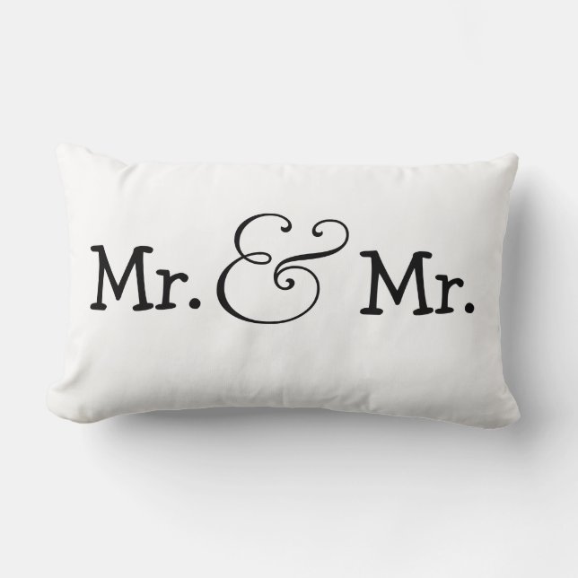 Mr and Mr Two Grooms Wedding Gift Lumbar Cushion (Front)